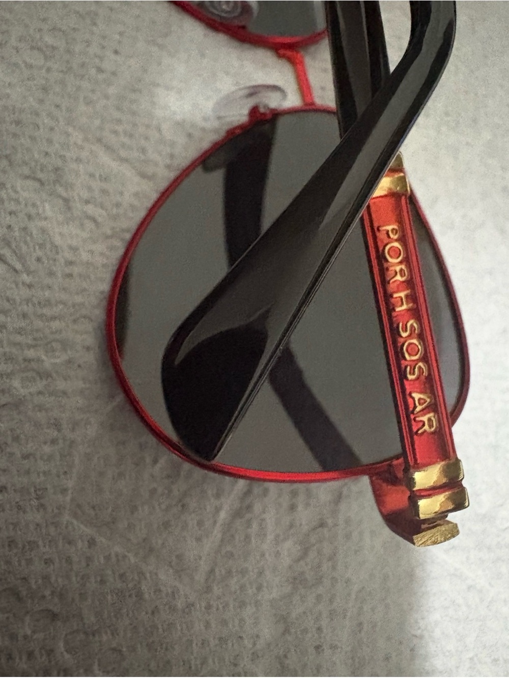 Men’s Red Metal Sunglasses with Black Lenses